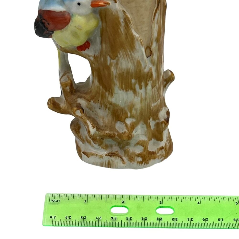Vintage Ceramic Tree Trunk Vase With Colorful Bird Figurine - Picture 5 of 8